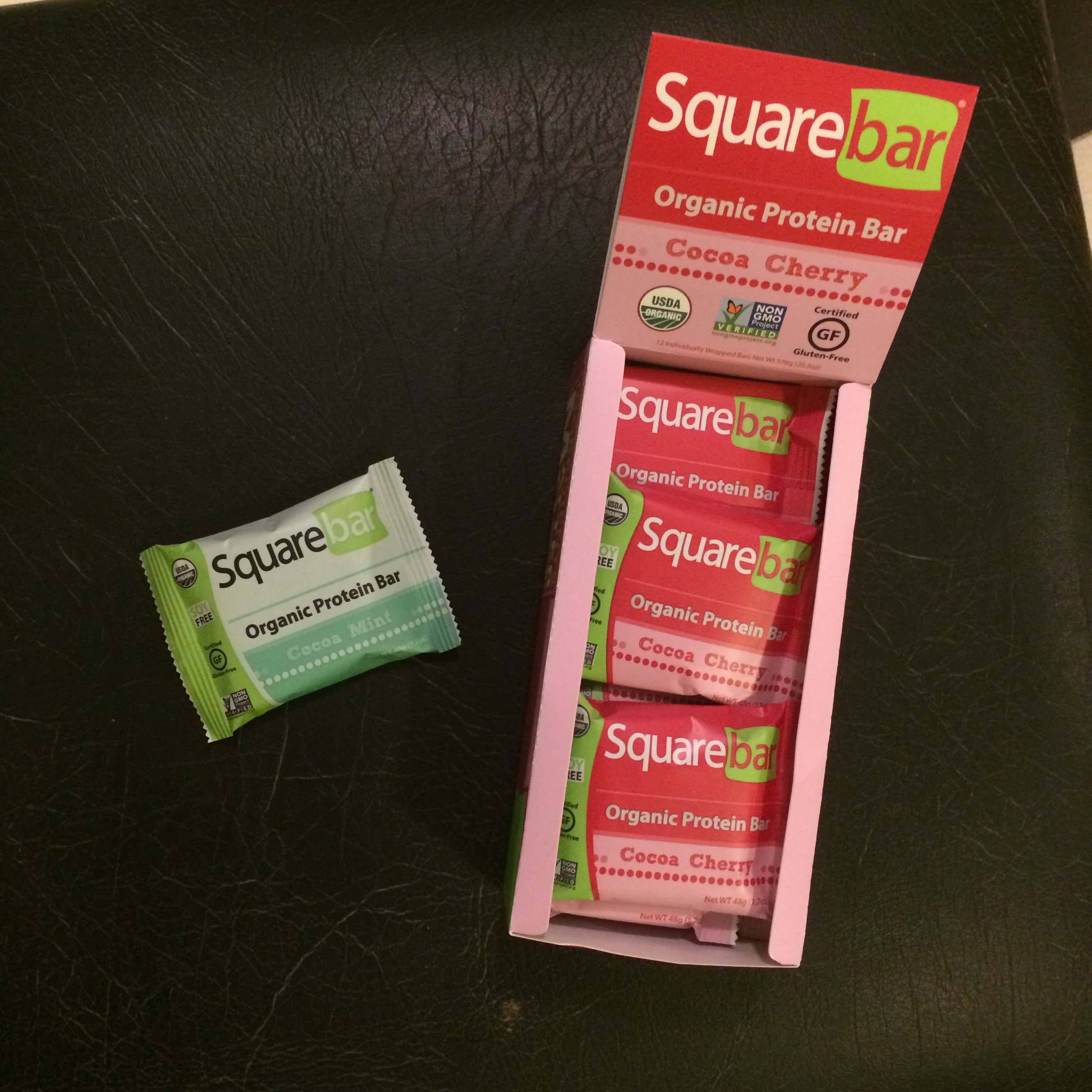 Review - Cocoa Cherry and Cocoa Mint Squarebar Protein Bars - Lazy Girl Vegan