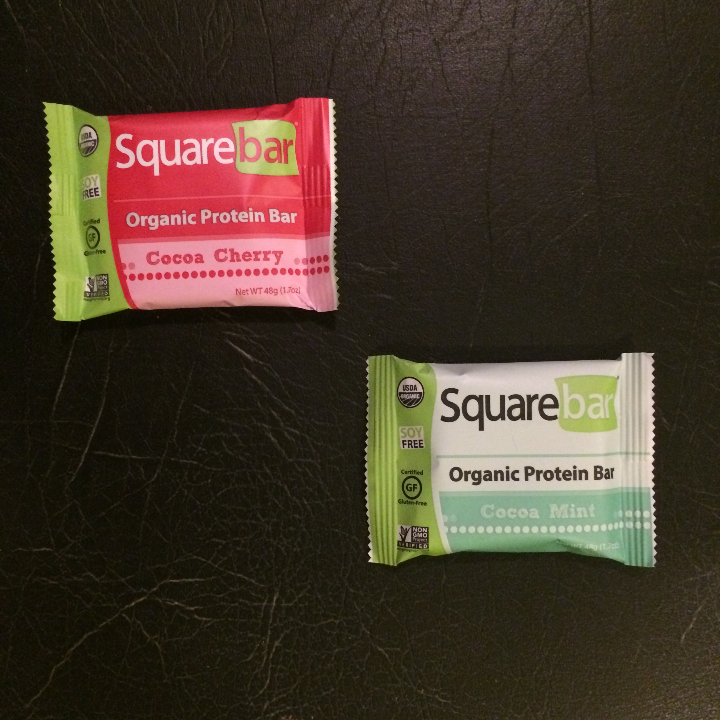 Review - Cocoa Cherry and Cocoa Mint Squarebar Protein Bars - Lazy Girl Vegan